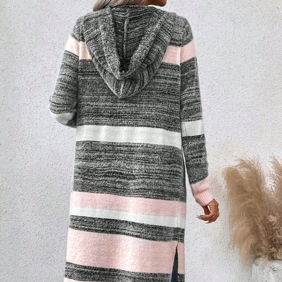 Multicolor Boho Womens Color Block Open Front Cardigan - Picture 4 of 5